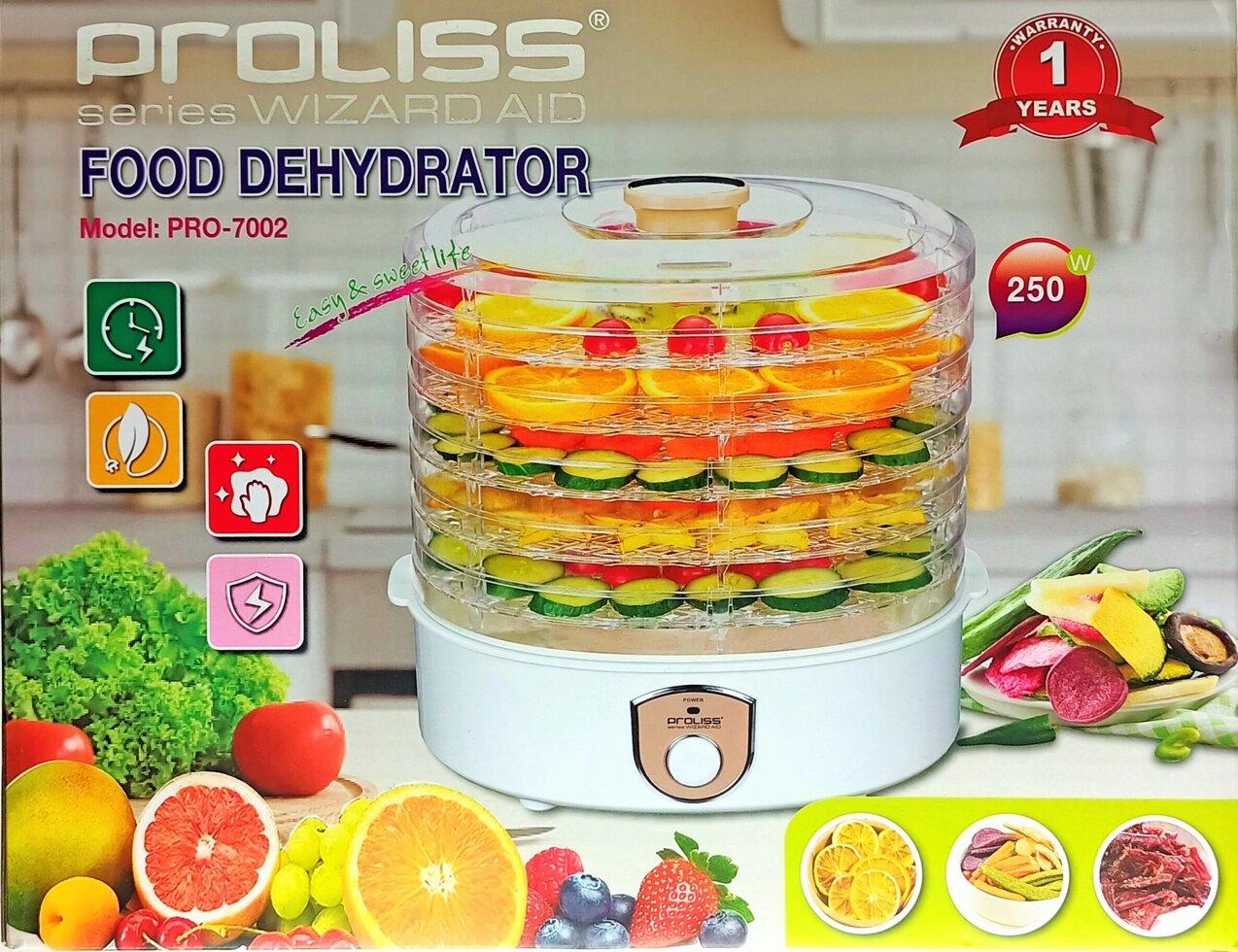 Сушилка для овощей и фруктов PROLISS PRO-7002, 5 поддонов, 250 Вт