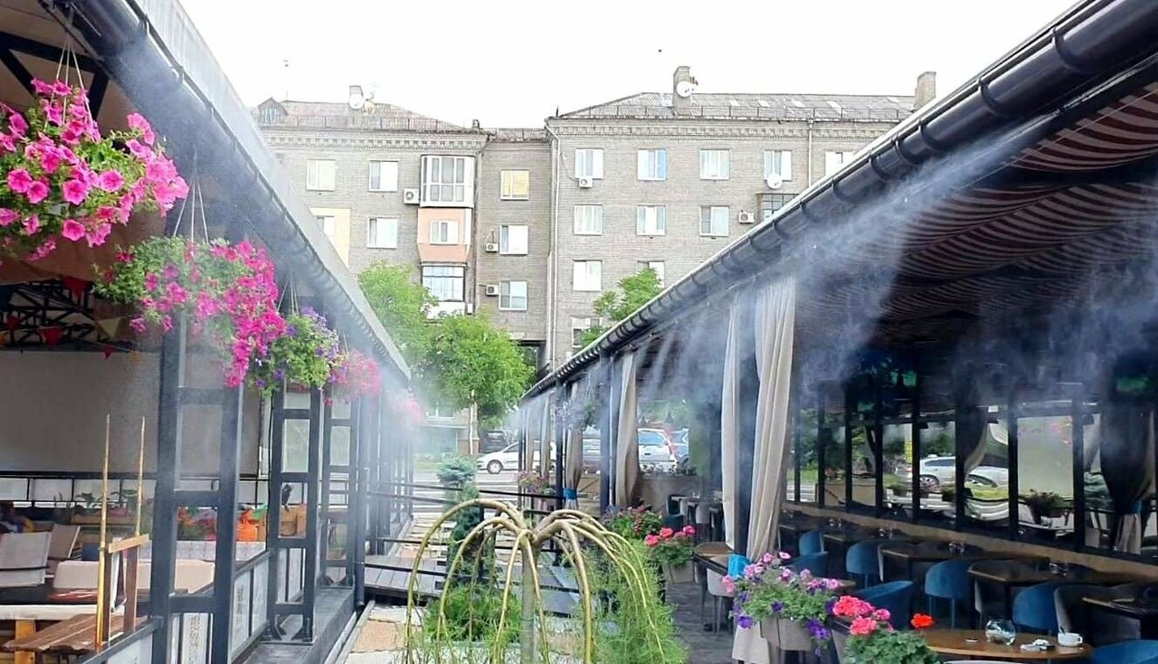 Система распыления воды в виде тумана EN8010-3N, 3 л/мин, труба ВД 50м, 45 форсунок