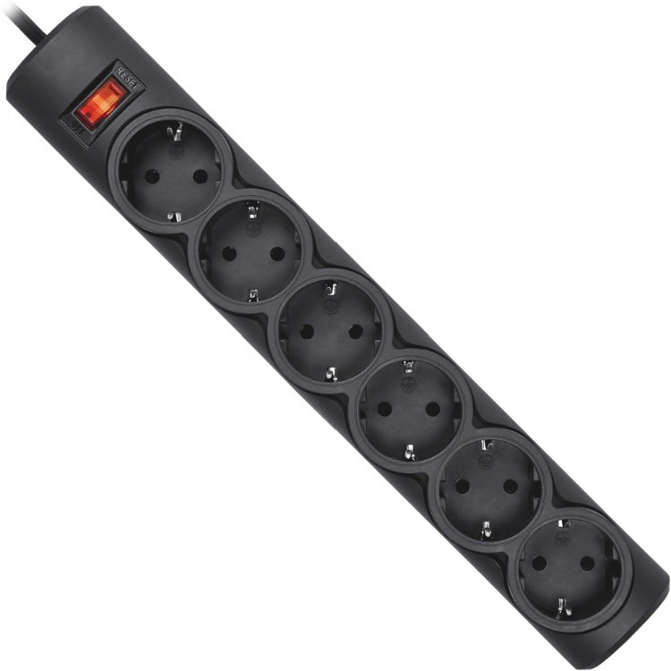 Сетевой фильтр Defender DFS-153, 6 розеток, 3м, Black