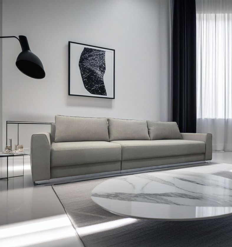 TURAN HOME диван прямой Comfort, обивка велюр, 90х300х107 см, бежевый