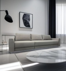 TURAN HOME диван прямой Comfort, обивка велюр, 90х300х107 см, бежевый