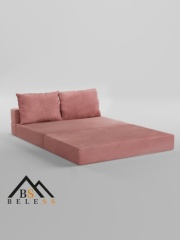Beless бескаркасный диван Transformer/Lux, обивка велюр, 40х140х80 см, розовый3