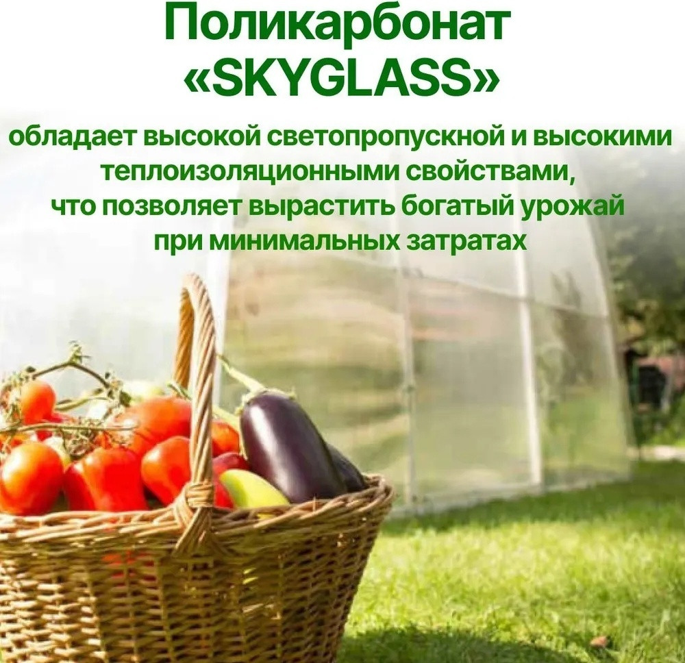 Сотовый поликарбонатный лист прозрачный Skyglass 2100х12000х16 мм