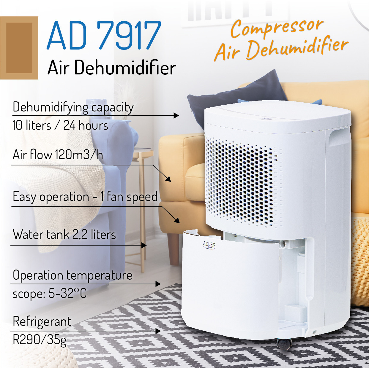 Осушитель воздуха компрессорный Adler AD 7917 Польша