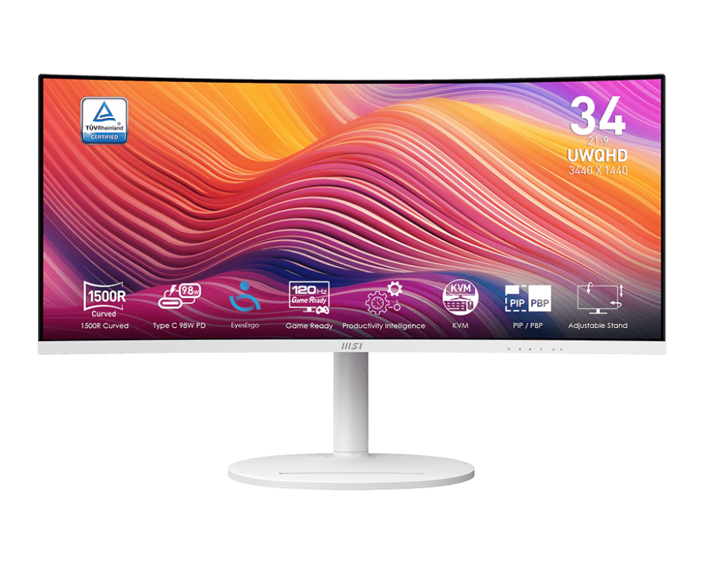 Монитор MSI Modern MD342CQPW 34" VA 3440x1440 / 120Hz / 1ms / 300cd/m² / 3500:1 / 2xHDMI / Type-C / DP / 2x3W