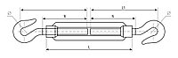 ЗУБР DIN 1480, М12, кованая натяжная муфта, 4 шт, талреп крюк-крюк, Профессионал (4-304365-12)1