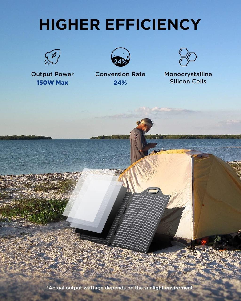 Складная солнечная панель BigBlue SolarPowa 150 с подставкой (Мощность: 150 Вт, IP68, разъем: MC4)