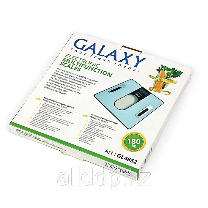Весы напольные Galaxy GL 4852, диагностические, до 180 кг, 2хААА, стекло, белые