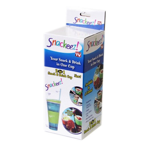 Стакан-непроливайка c контейнером для закусок Snackeez 2 в 1 (Голубой)
