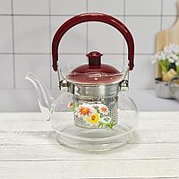 Заварочный стеклянный чайник для чая и кофе 700 ml (Cofee and tea), заварной чайник, чайник для плиты