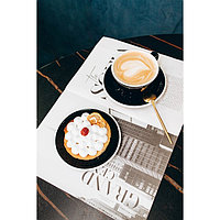 Кофейная пара фарфоровая Magistro Coffee time, 2 предмета: чашка 200 мл, блюдце d=14,5 см, цвет чёрн ...6