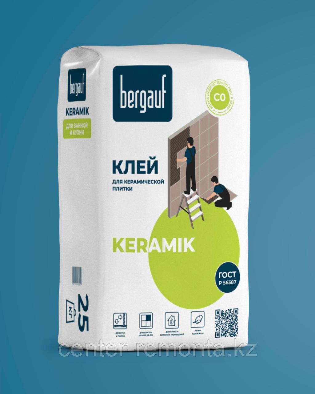 Клей KERAMIK для керамической плитки 25 кг Bergauf