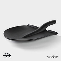 Блюдо для подачи Magistro «Carbon. Лопатка», 35,5×20,2 см, фарфор, чёрное1