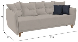 TURAN HOME диван прямой Solo EW 246497606, обивка велюр, 98х226х106 см, серый1