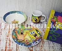 Набор детской посуды Dinner Set 3 Губка Боб Квадратные Штаны чашка тарелка кружка (SpongeBob)1