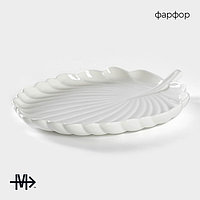 Блюдо для подачи Magistro «Герань Бланш», d=22.4 см, фарфор, белое1
