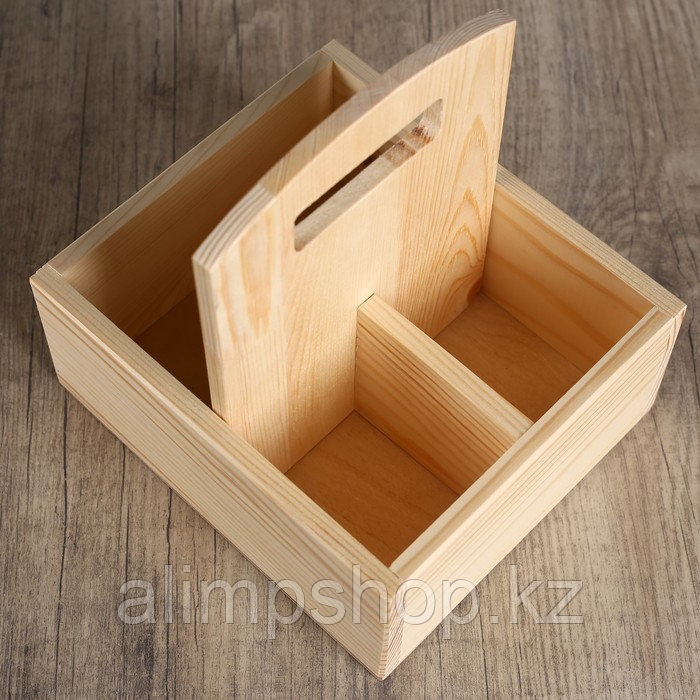 Салфетница деревянная «Комбо», 3 отделения, 19×17×8.5 см, сосна