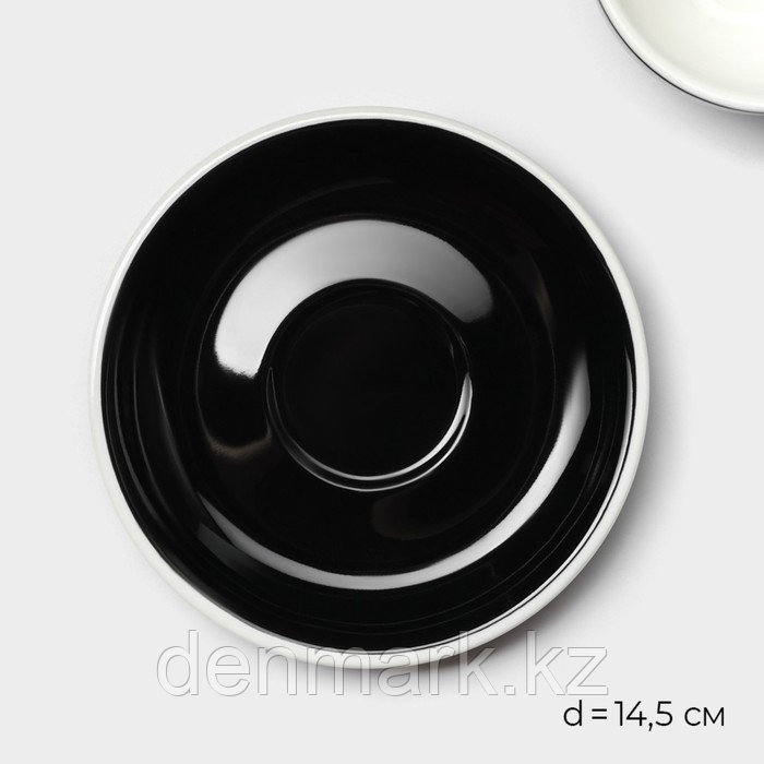 Кофейная пара фарфоровая Magistro Coffee time, 2 предмета: чашка 200 мл, блюдце d=14,5 см, цвет чёрн ...