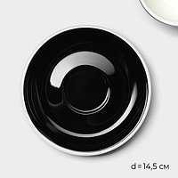 Кофейная пара фарфоровая Magistro Coffee time, 2 предмета: чашка 200 мл, блюдце d=14,5 см, цвет чёрн ...2