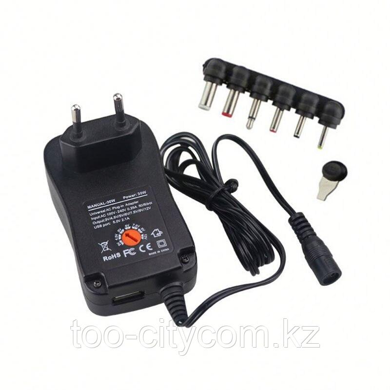 Универсальный блок питания 12W, с 220V на 3V/4.5V/5V/6V/7.5V/9V/12V, 6 коннекторов, 1x USB 2.1Ah Арт.6137