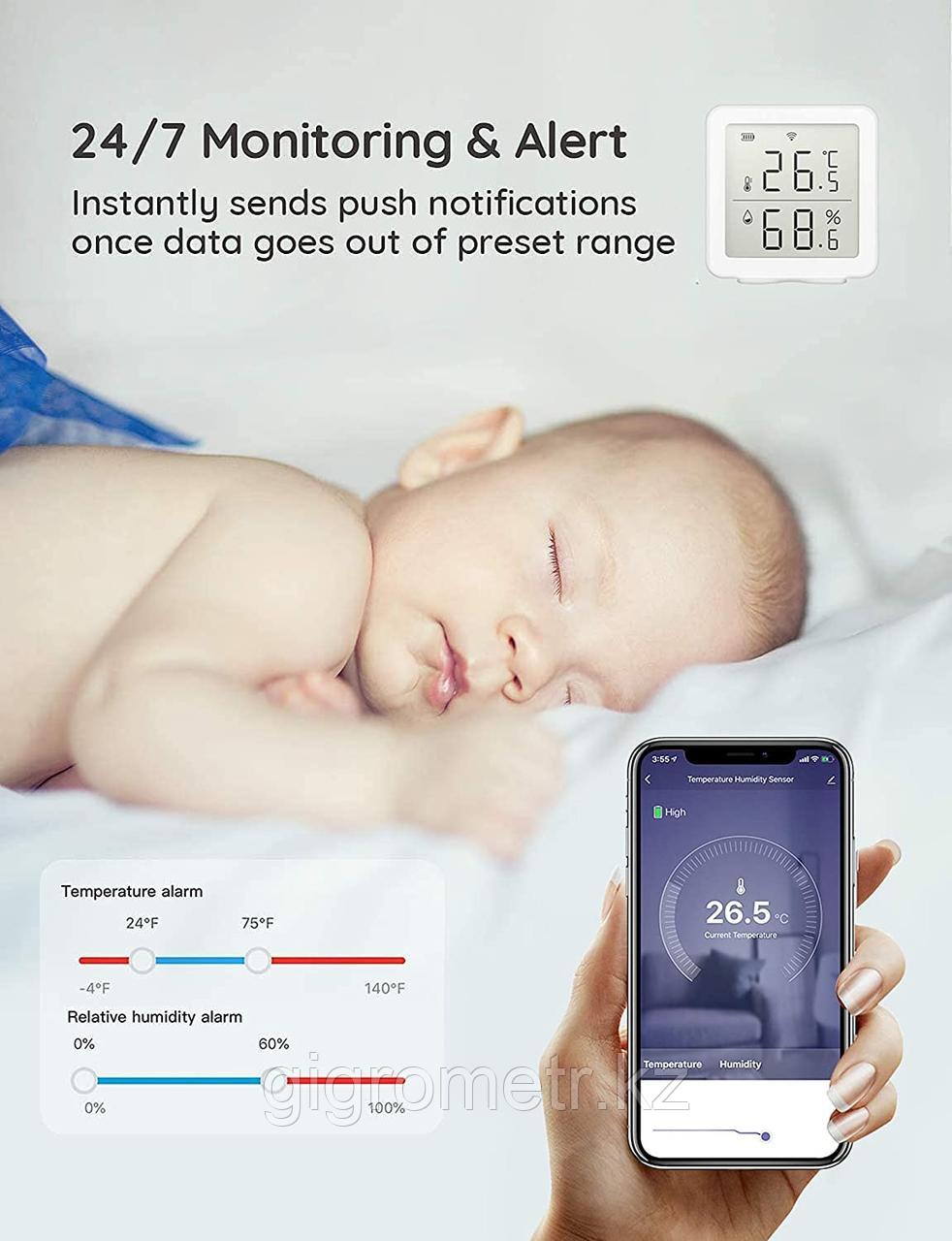 Wi-Fi Датчик температуры и влажности Tuya Smart, (онлайн Гигрометр-Термометр)