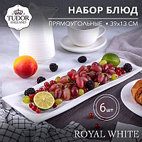 Блюдо прямоугольное узкое 39 см Royal White TU1895-1 (набор 6шт) TUDOR