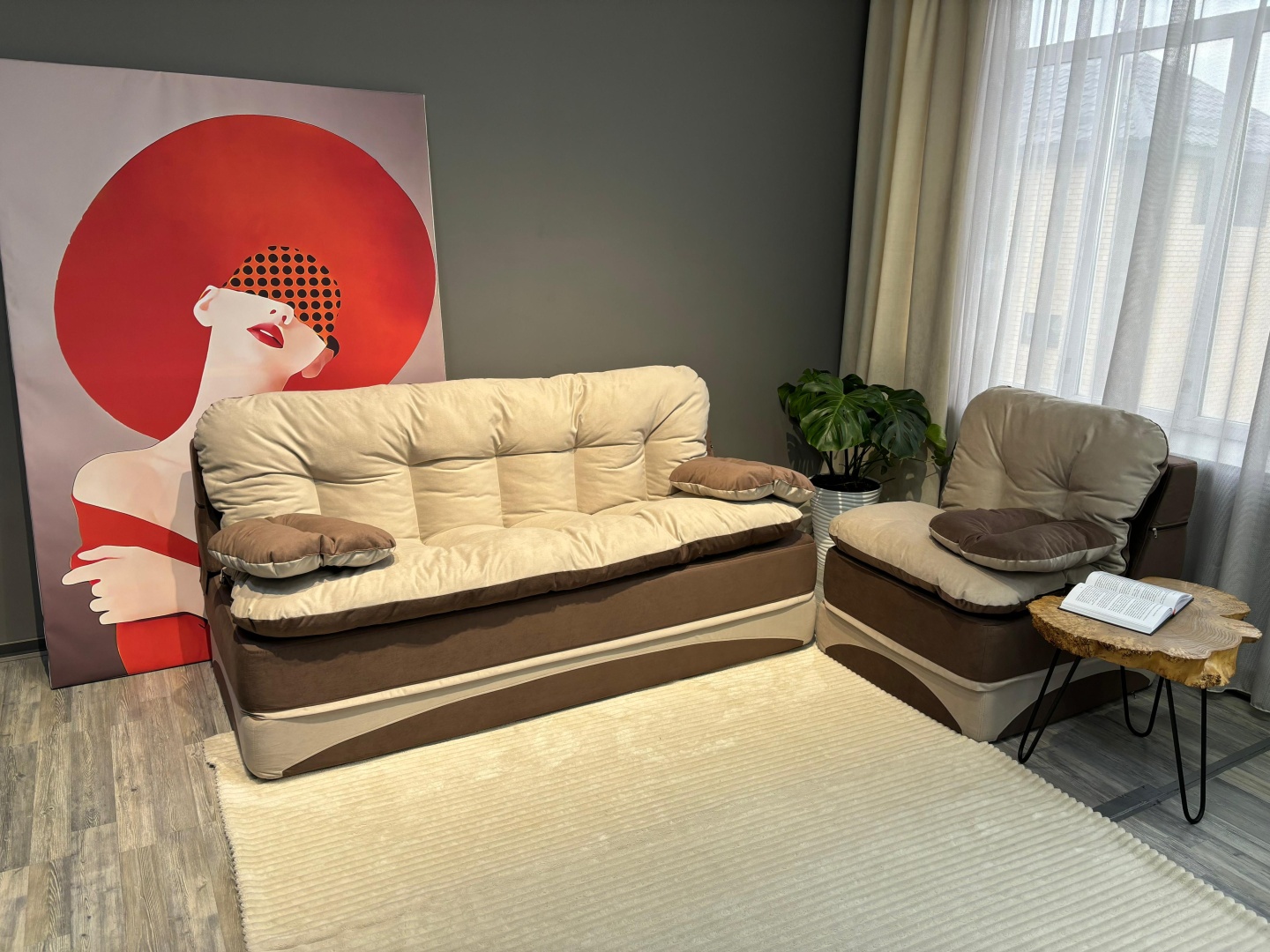PRESTIGE MEBEL диван прямой Perinka, обивка велюр, 80х200х90 см, коричневый, бежевый