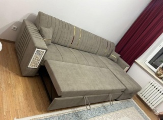 Комфорт диван угловой Диван Угловой , обивка велюр, 50х300х93 см, бежевый1