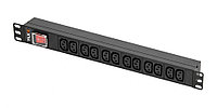 Блок силовых розеток TLK, 19", неуправляемый, IEC 60320 С13 х 12, вход IEC 60320 C14, для шкафов и стоек, 1U,