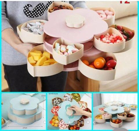 Менажница раздвижная двухъярусная для конфет и орешков Flower Candy Box Double
