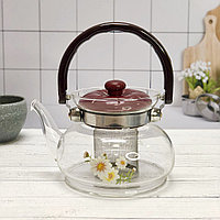 Заварочный стеклянный чайник для чая и кофе 900 ml (Cofee and tea), заварной чайник, чайник для плиты