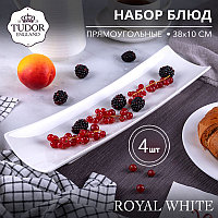 Блюдо прямоугольное 38 см Royal White TU1078 (набор 4шт) TUDOR