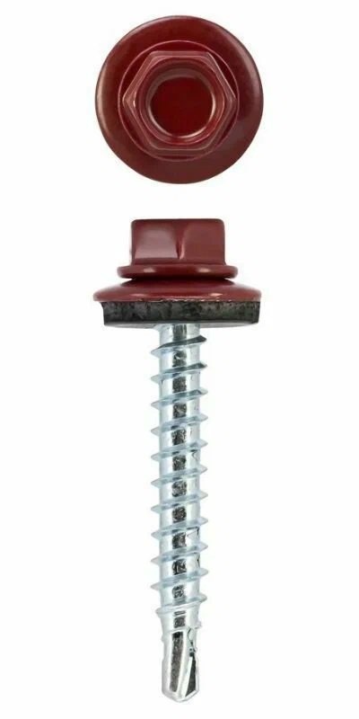 Саморез кровельный по дереву 4,8*19мм RAL3005 (250 шт)