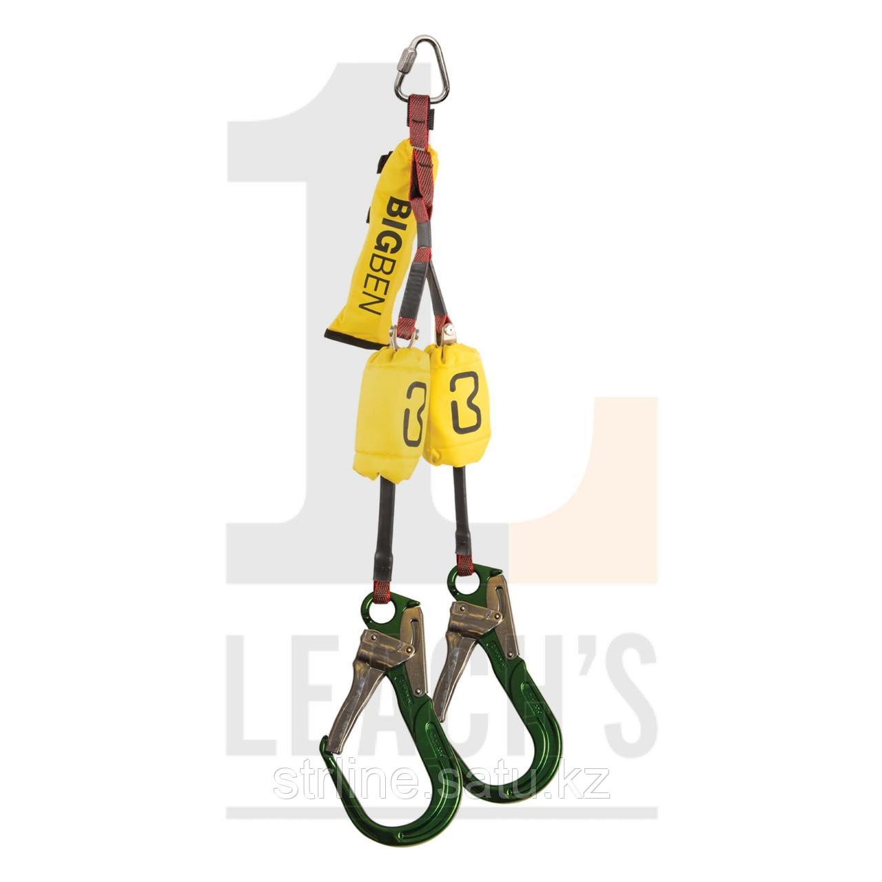 BIG BEN 2m Twin Retractable Lanyard with Large Green Alloy Scaffold Hooks / BIG BEN 2м Двойной втяжной строп с