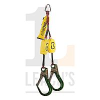 BIG BEN 2m Twin Retractable Lanyard with Large Green Alloy Scaffold Hooks / BIG BEN 2м Двойной втяжной строп с