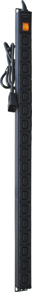 Блок силовых розеток Eurolan, вертикальный, неуправляемый, IEC 320 C13 х 18, вход IEC 320 C20, шнур 1,8 м,