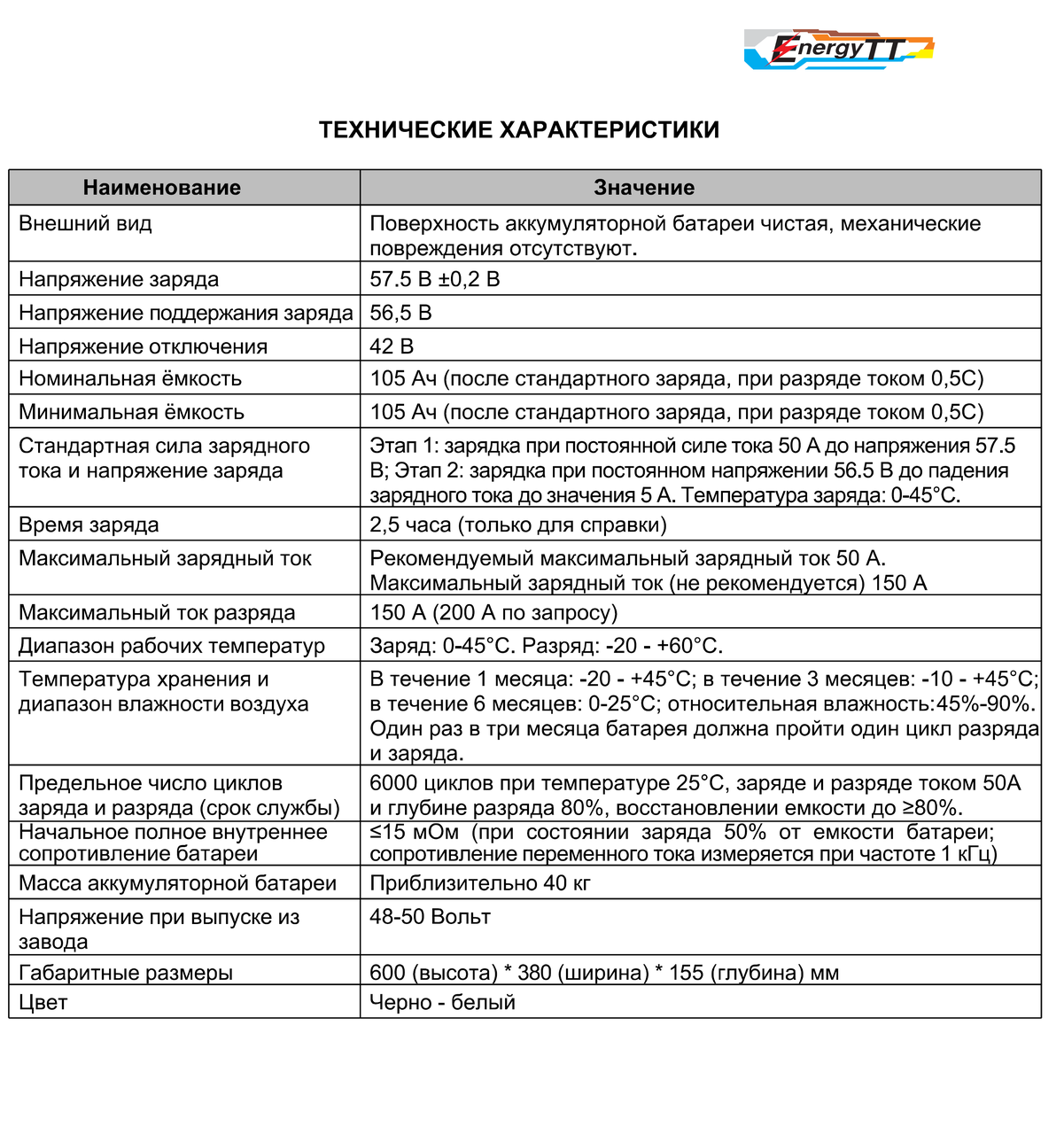 Аккумулятор 105Ач 48В LiFePo4