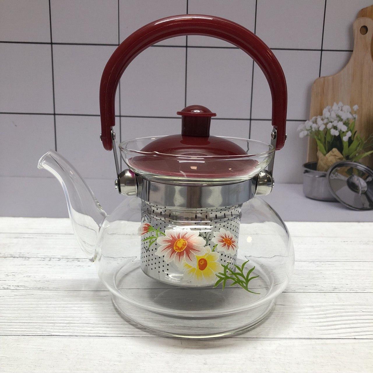Заварочный стеклянный чайник для чая и кофе 700 ml (Cofee and tea), заварной чайник, чайник для плиты