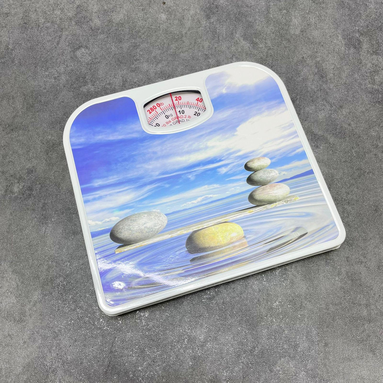 Механические напольные весы до 120 кг Health scale принт камни