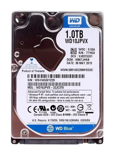 WD10JPVX жесткий диск для ноутбука HDD 1 Tb SATA 6Gb / s Western Digital Blue 2.5" 5400rpm 8Mb