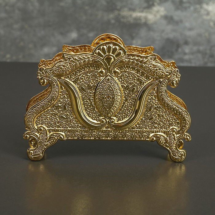 Салфетница «Астерия», 13×2.5×9.5 см, золотистая