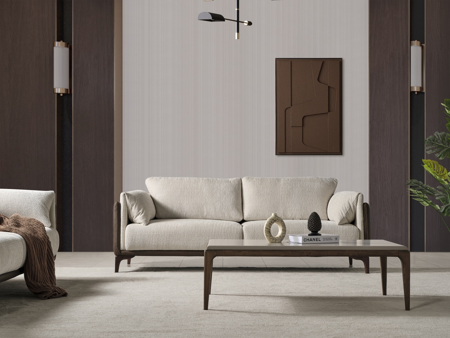 ONSS Furniture диван прямой LARA ДИВАН, обивка комбинированная, 70х215х80 см, бежевый, темно-коричневый