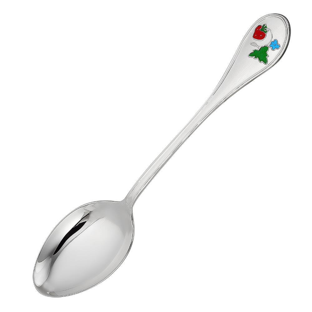 Серебряная ложка с эмалью клубника Красная Пресня 930620
