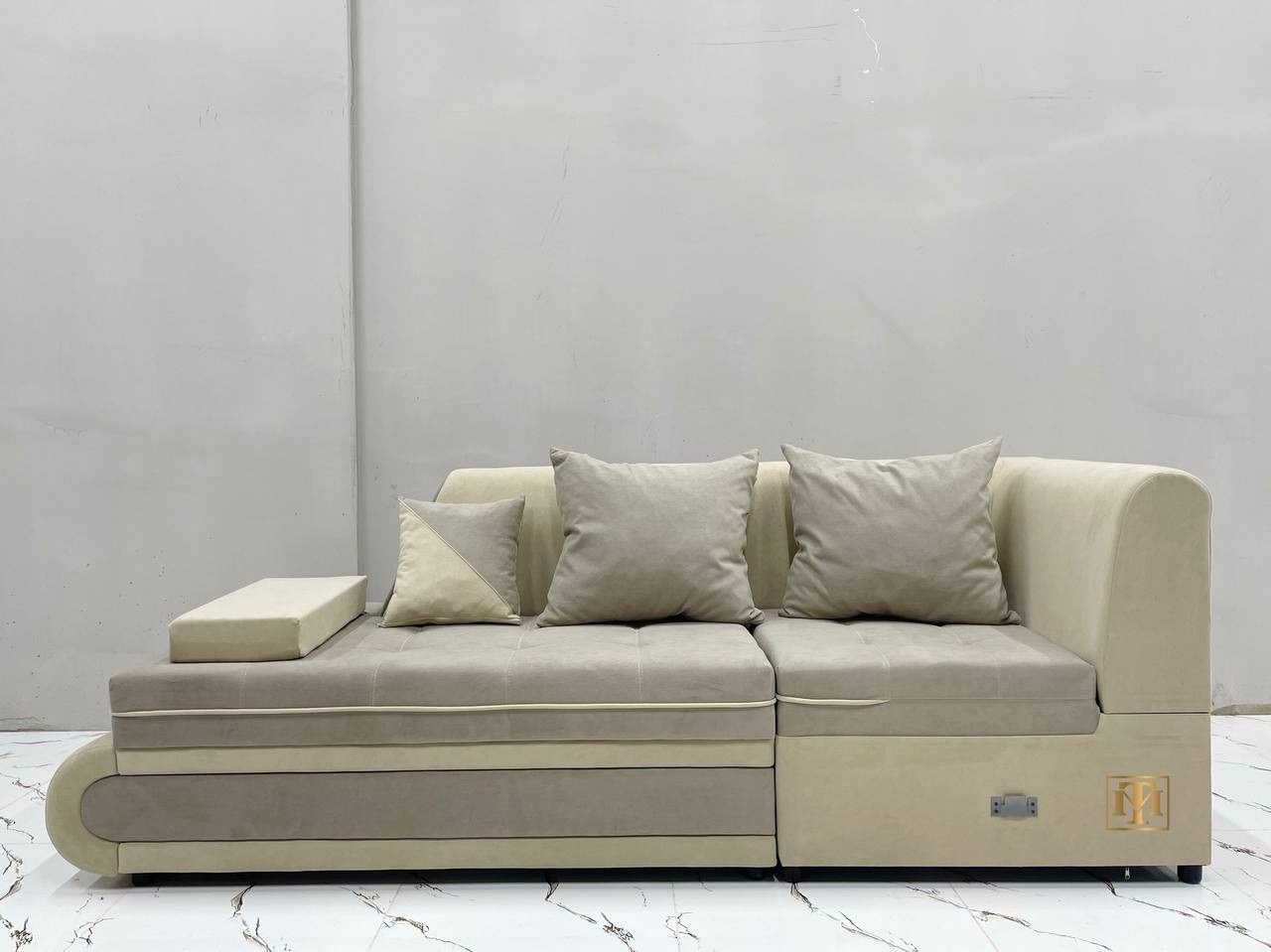 TM Lux диван модульный 581517962, обивка ткань, 80х200х250 см, бежевый, коричневый