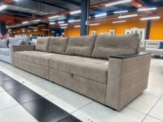 КВАНТ диван прямой Бостон, обивка ткань, 100х350х95 см, коричневый