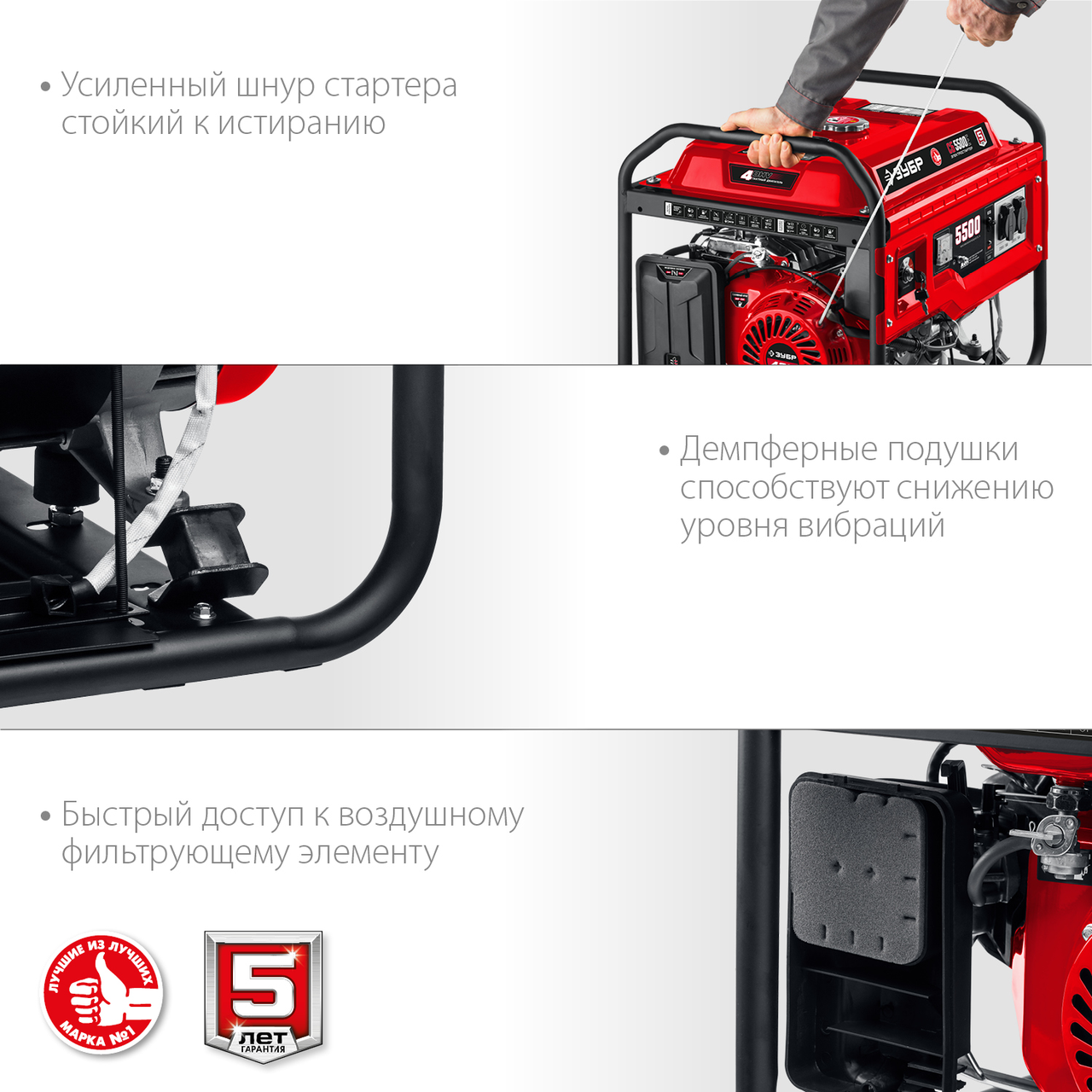 Бензиновый генератор ЗУБР, 5.5 кВт, с электростартером, серия "Мастер" (СБ-5500Е)