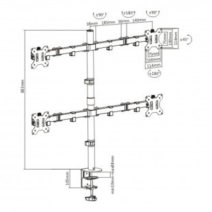 Настольное крепление для монитора Brateck LDT12-C048N, 13"-32" - Черный