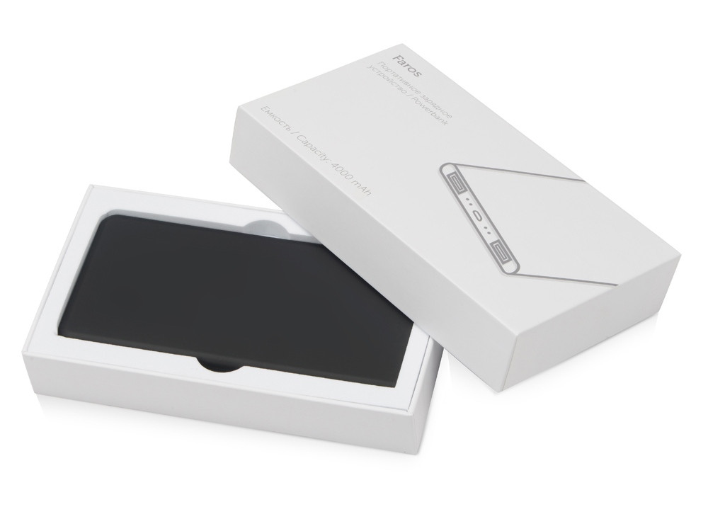 Портативное зарядное устройство с синей подсветкой логотипа Faros, soft-touch, 4000 mAh