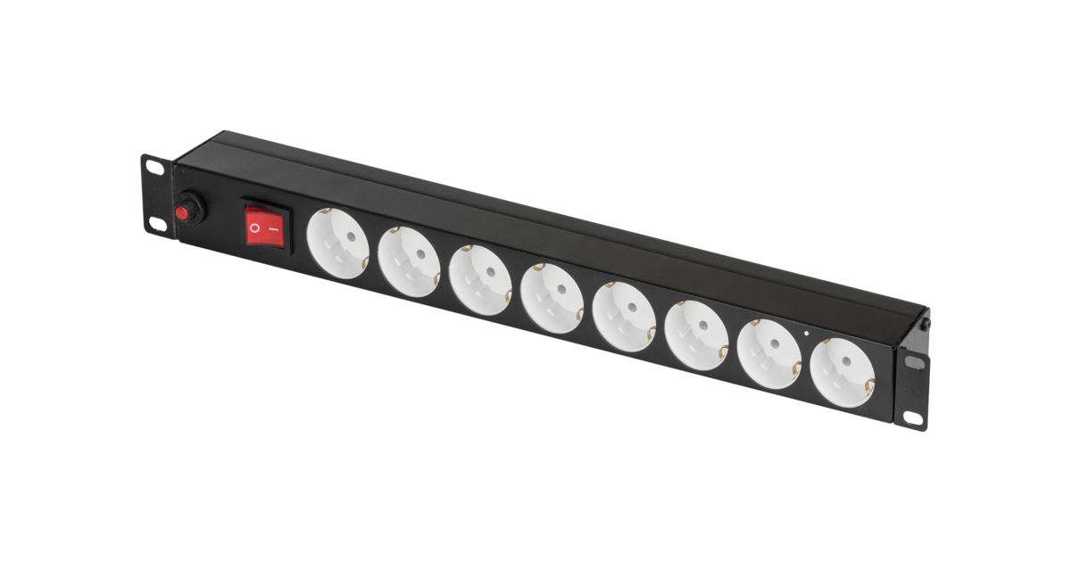 Блок электрических розеток TLK, 19" на 8 гнезд, 10 A