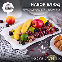 Блюдо прямоугольное 36 см Royal White TU1896-2 (набор 4шт) TUDOR
